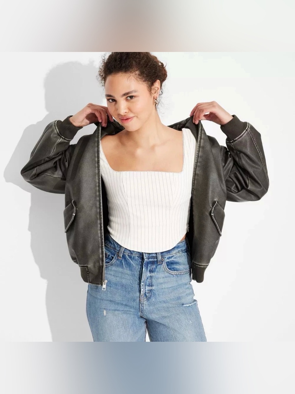 NWT wild fable Women's Black Bomber Jacket size XL